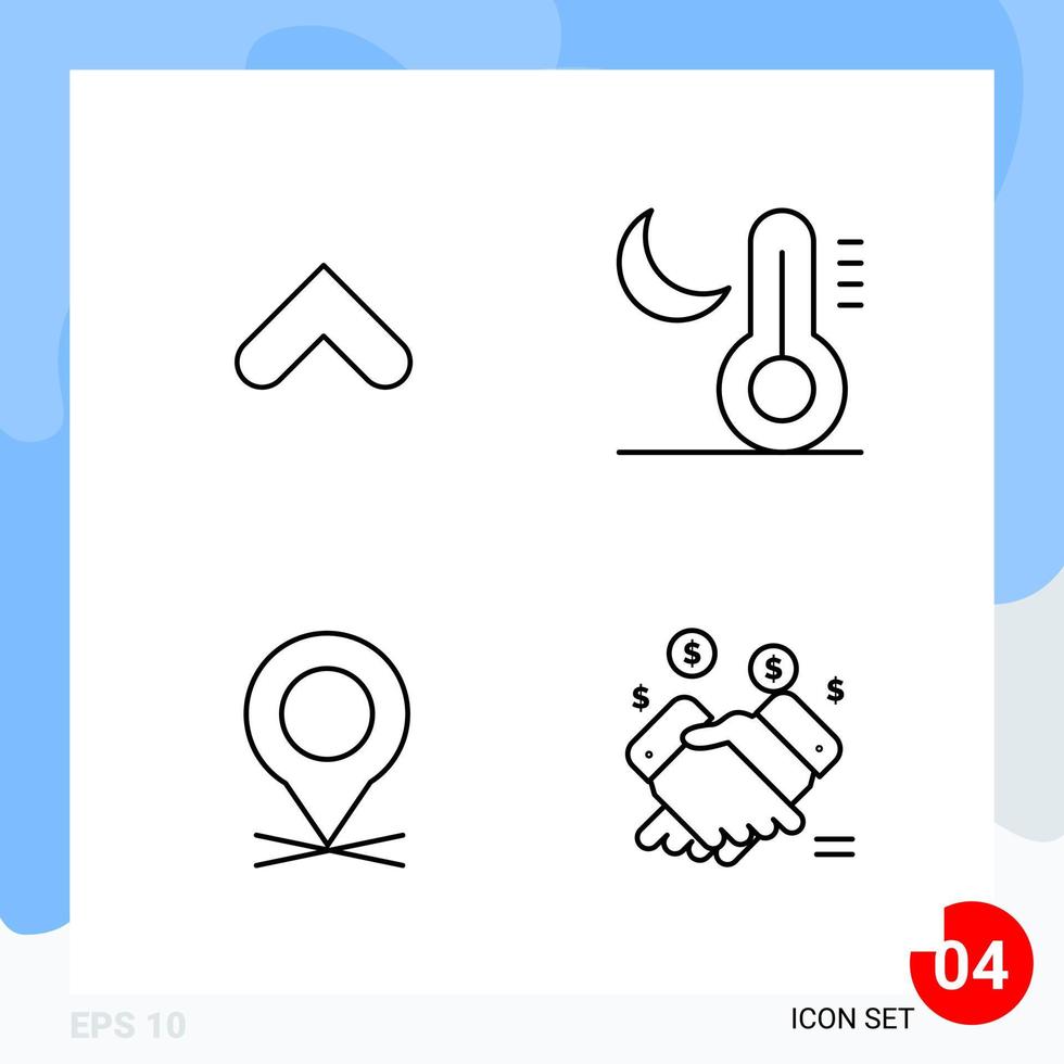 Modern Pack of 4 Icons Line Outline Symbols isolated on White Backgound for Website designing vector