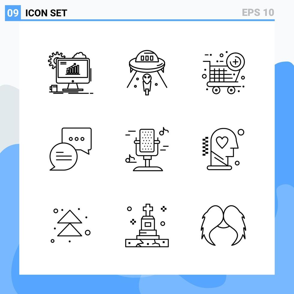 Modern 9 Line style icons Outline Symbols for general use Creative Line Icon Sign Isolated on White Background 9 Icons Pack vector