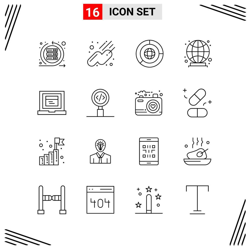 16 Icons Line Style Grid Based Creative Outline Symbols for Website Design Simple Line Icon Signs Isolated on White Background 16 Icon Set vector