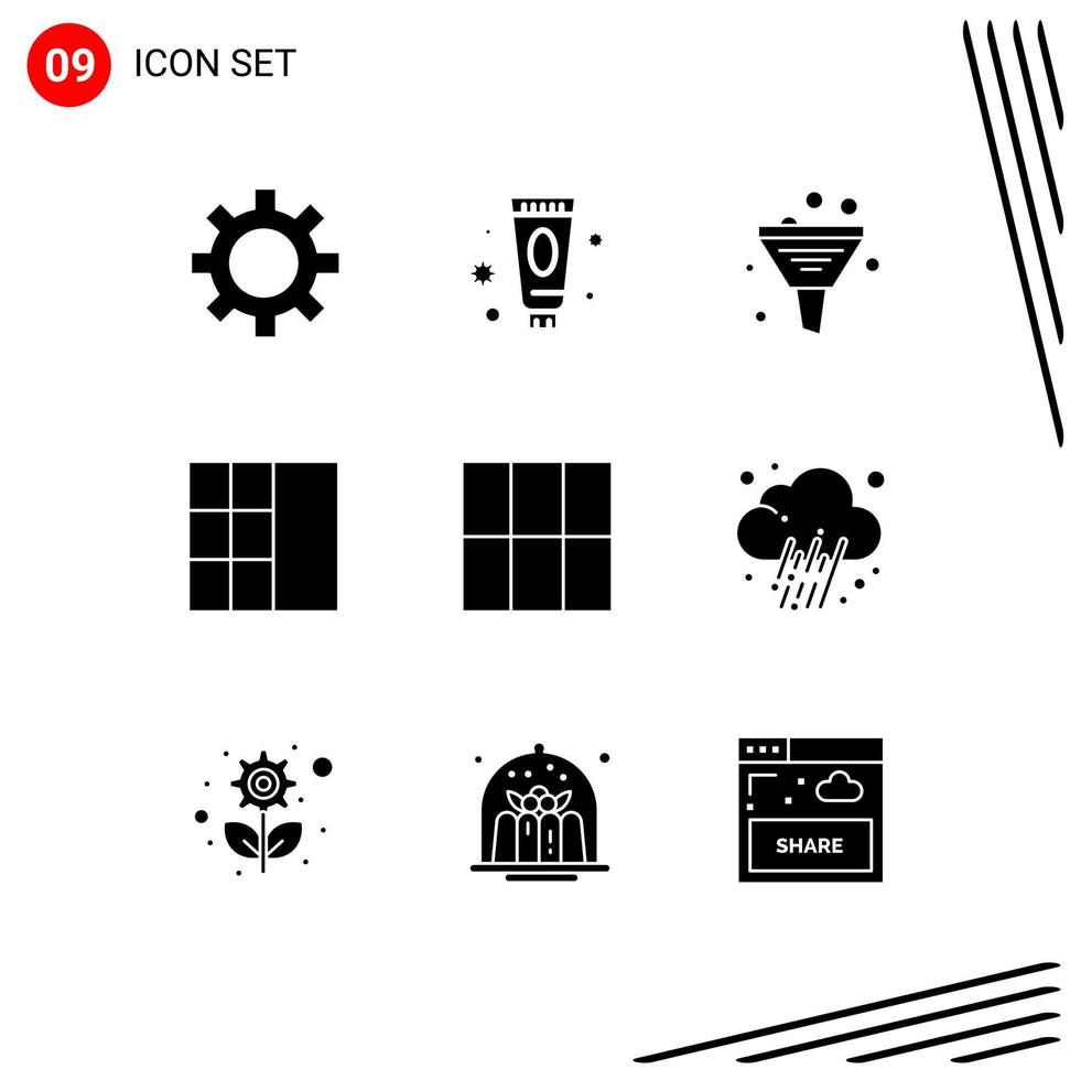 Modern Set of 9 Solid Glyphs and symbols such as journalist grid business wireframe product Editable Vector Design Elements