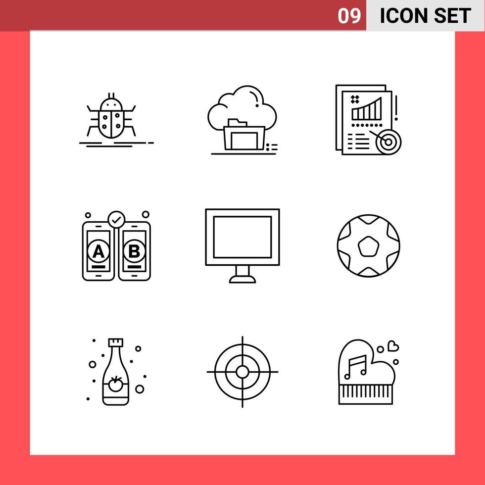 9 Icon Pack Line Style Outline Symbols on White Background Simple Signs for general designing vector