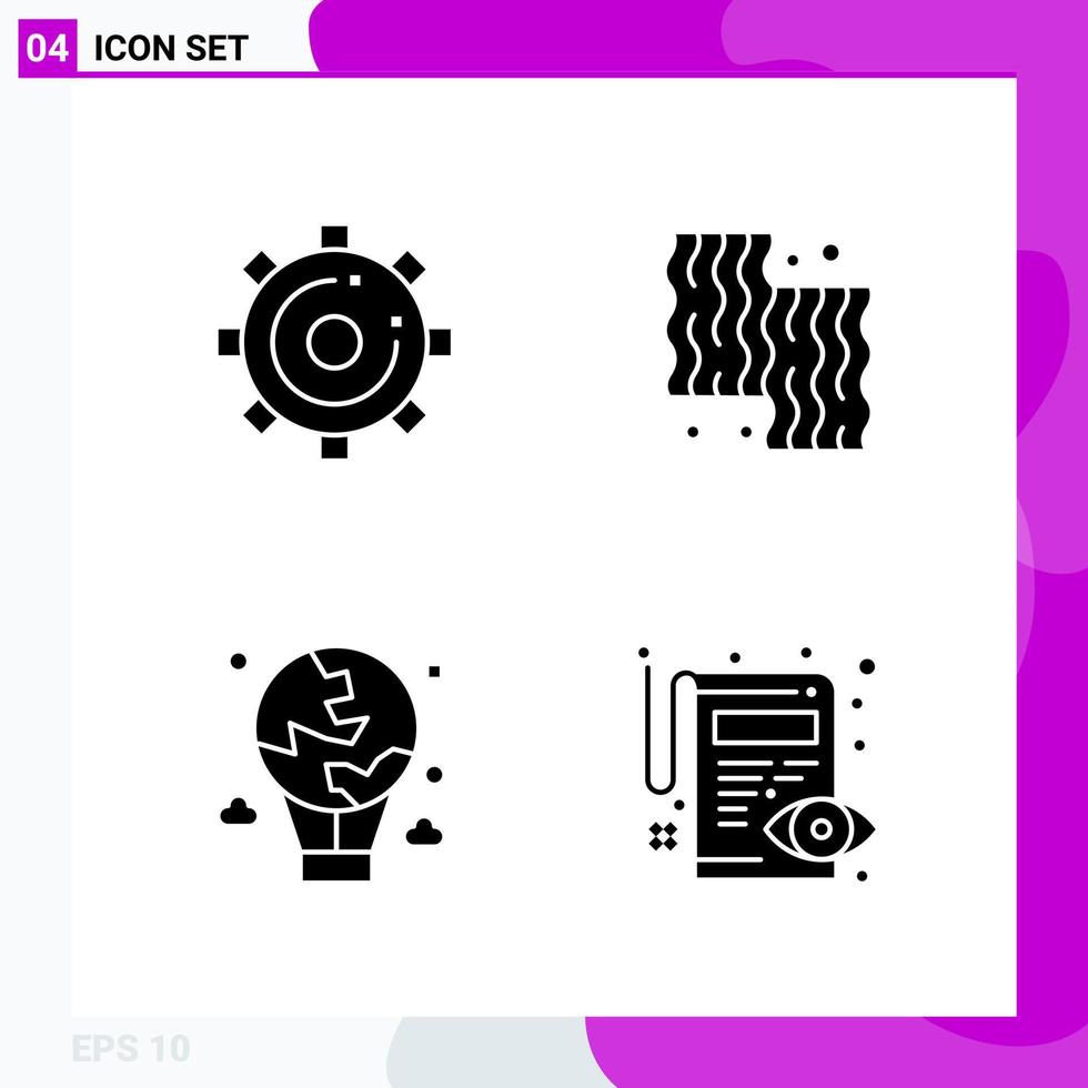 Solid Icon set Pack of 4 Glyph Icons isolated on White Background for Web Print and Mobile vector
