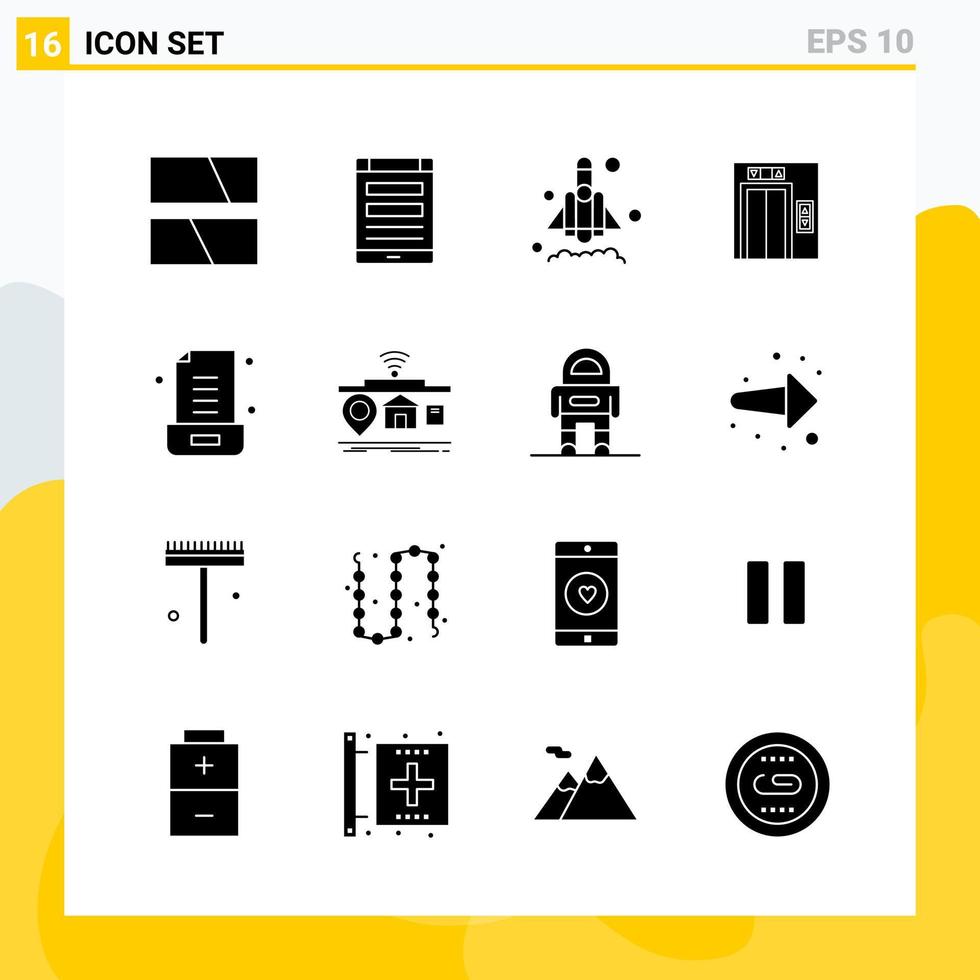Collection of 16 Universal Solid Icons Icon Set for Web and Mobile vector