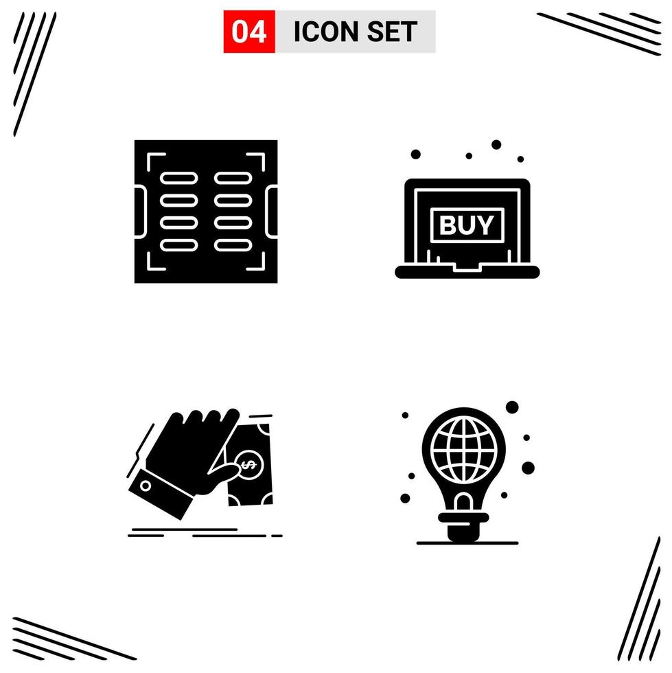 4 Icons Solid Style Grid Based Creative Glyph Symbols for Website Design Simple Solid Icon Signs Isolated on White Background 4 Icon Set vector