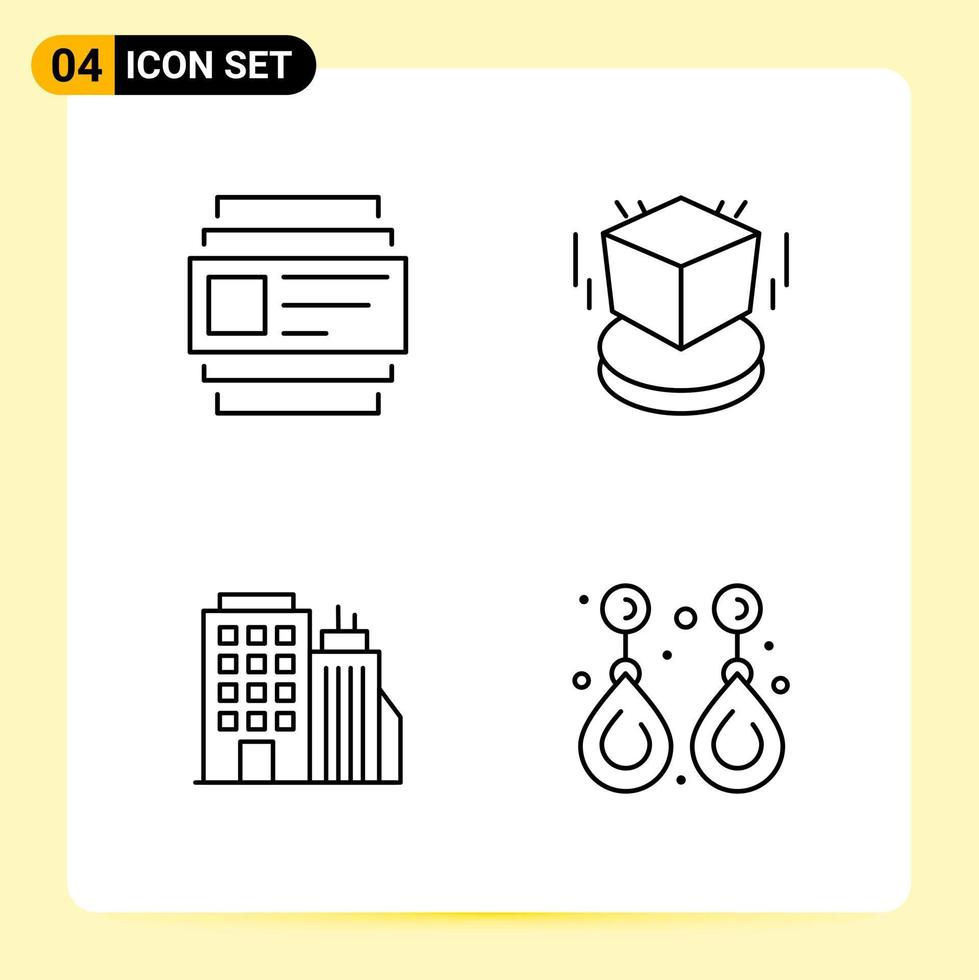 4 Creative Icons for Modern website design and responsive mobile apps 4 Outline Symbols Signs on White Background 4 Icon Pack vector