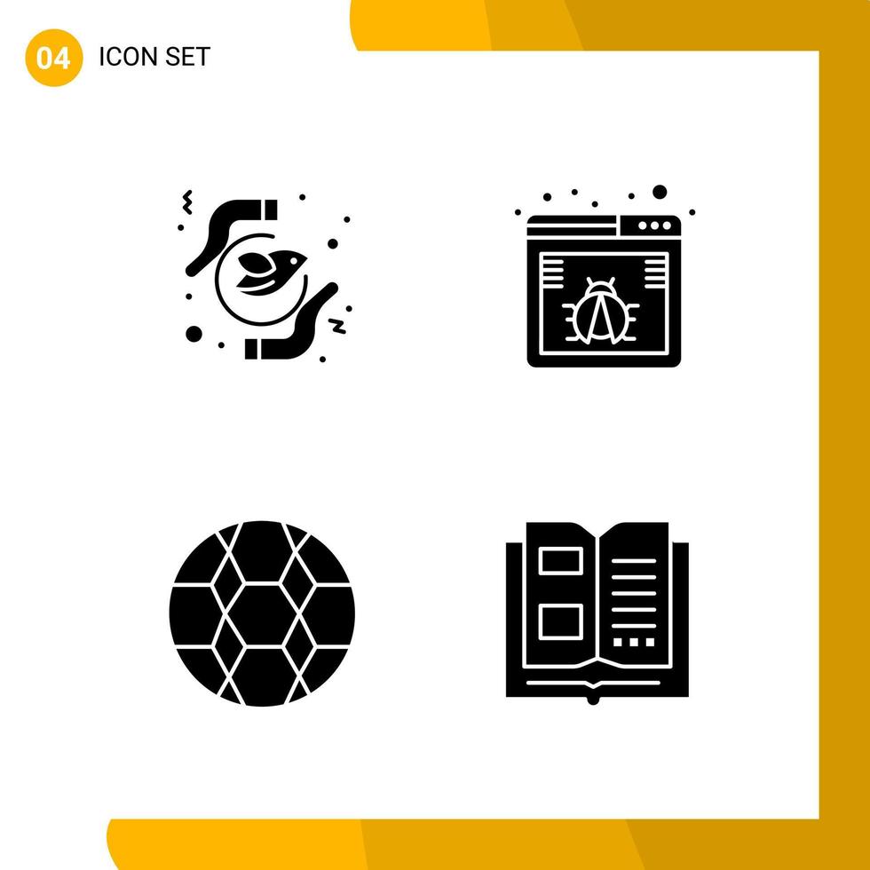 4 Icon Set Solid Style Icon Pack Glyph Symbols isolated on White Backgound for Responsive Website Designing vector