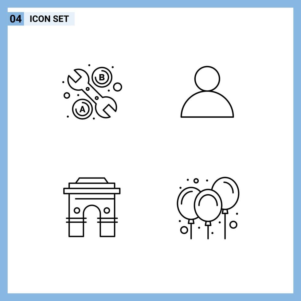 Modern Set of 4 Filledline Flat Colors and symbols such as repair india account culture srilanka Editable Vector Design Elements