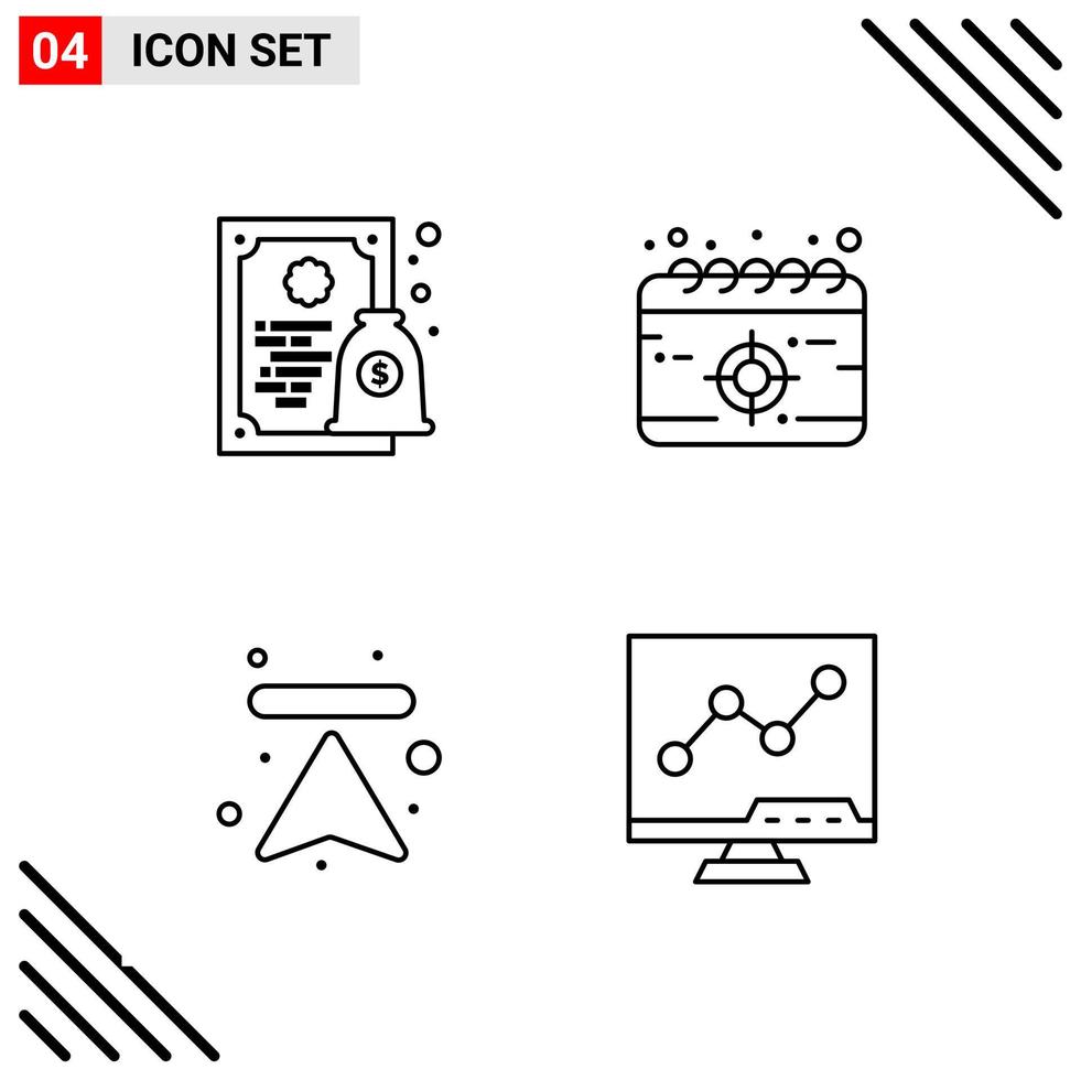 conjunto perfecto de píxeles de iconos de 4 líneas conjunto de iconos de esquema para el diseño de sitios web y la interfaz de aplicaciones móviles vector