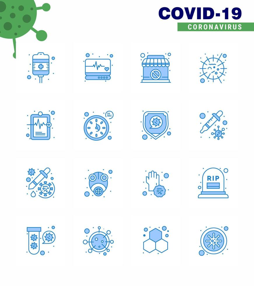 25 Coronavirus Emergency Iconset Blue Design such as health sars closed mers flu viral coronavirus 2019nov disease Vector Design Elements