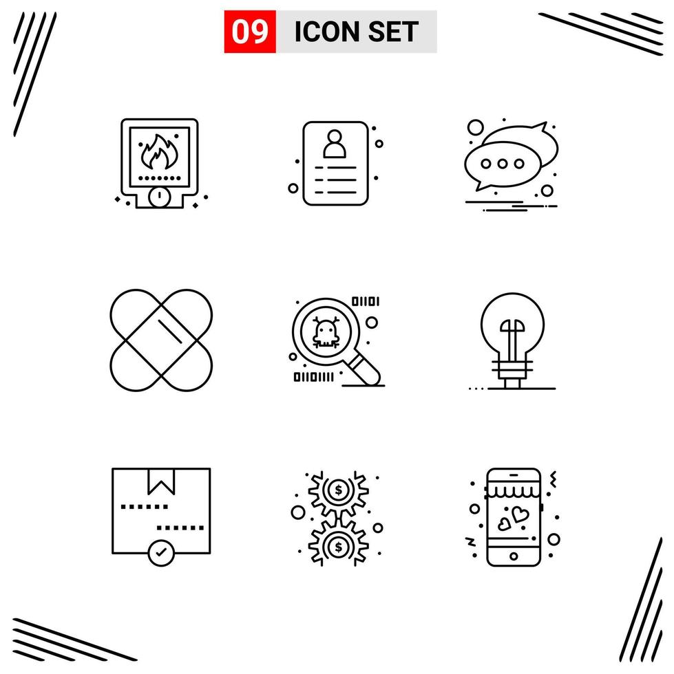 9 Icons Line Style Grid Based Creative Outline Symbols for Website Design Simple Line Icon Signs Isolated on White Background 9 Icon Set vector