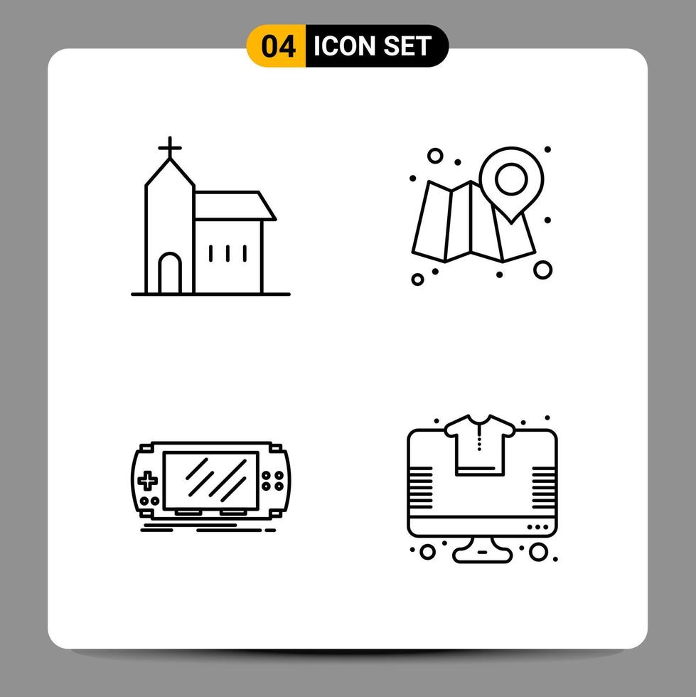 4 Black Icon Pack Outline Symbols Signs for Responsive designs on white background 4 Icons Set vector