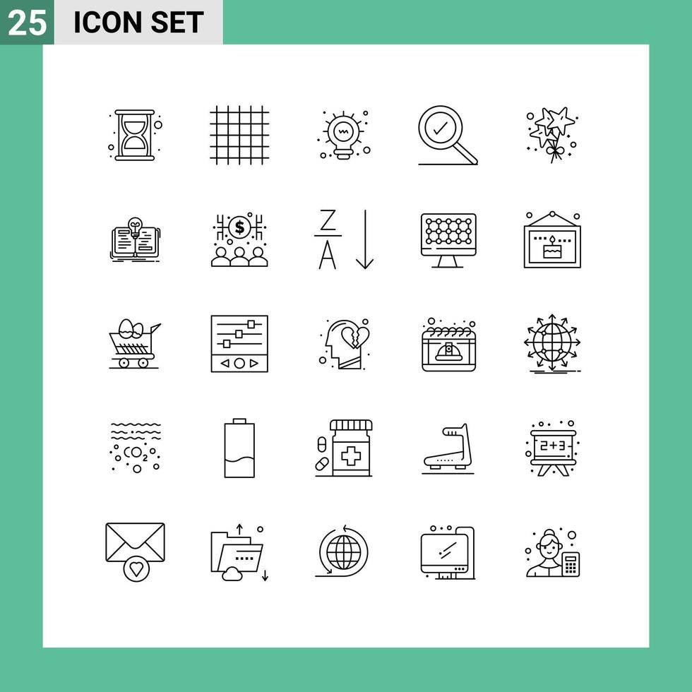 25 Universal Line Signs Symbols of idea party light stare search Editable Vector Design Elements