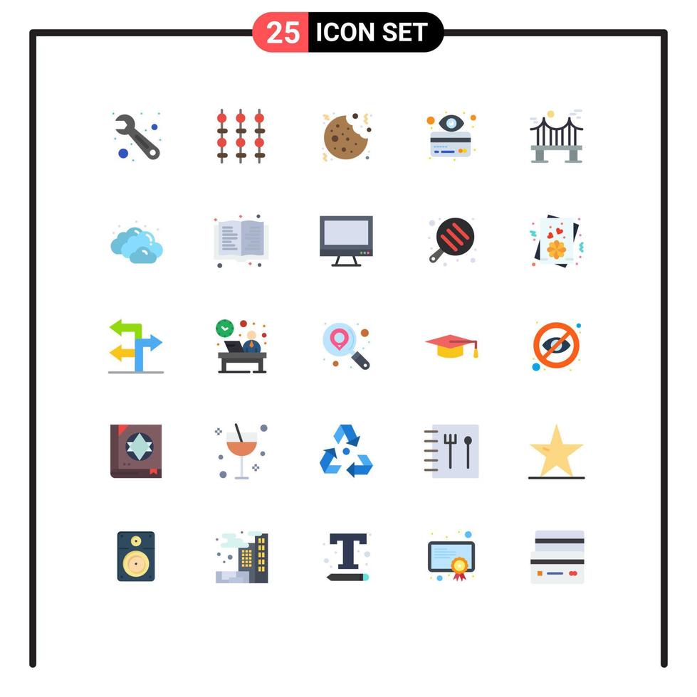 paquete de 25 signos y símbolos de colores planos modernos para medios de impresión web, como metal en elementos de diseño de vectores editables de tarjetas de piratas informáticos