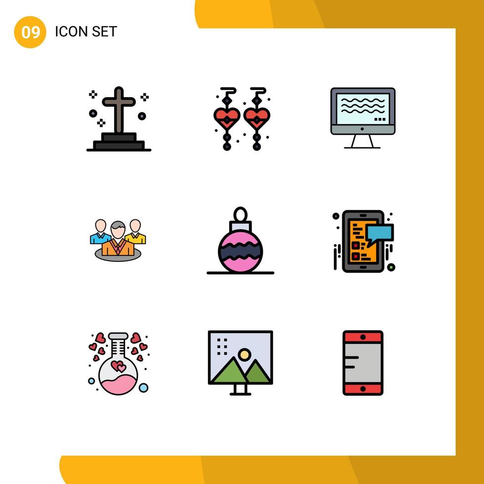 Pictogram Set of 9 Simple Filledline Flat Colors of toy conversation live gossip group Editable Vector Design Elements
