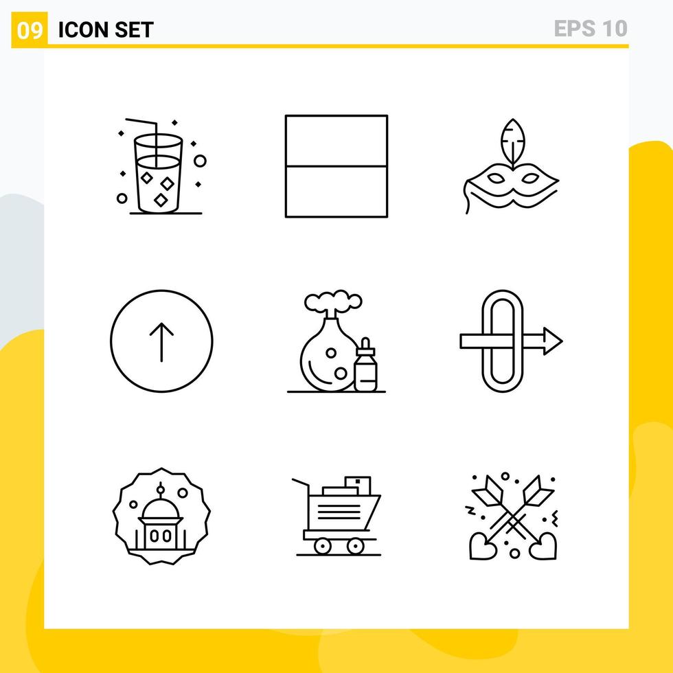 Collection of 9 Universal Line Icons Icon Set for Web and Mobile vector
