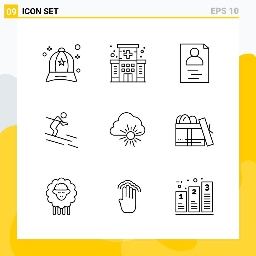 Collection of 9 Universal Line Icons Icon Set for Web and Mobile vector