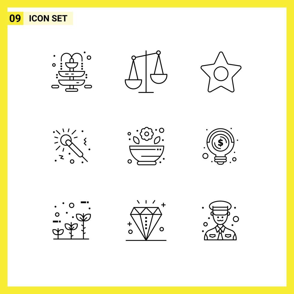 Outline Pack of 9 Universal Symbols of bulb pharmacy media mortar studio Editable Vector Design Elements