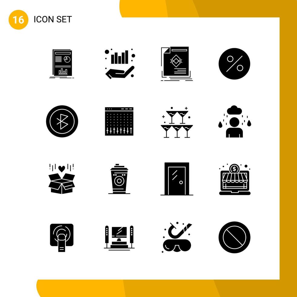 16 Icon Set Solid Style Icon Pack Glyph Symbols isolated on White Backgound for Responsive Website Designing vector