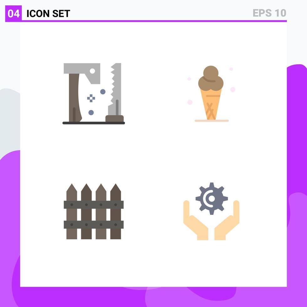 Modern Set of 4 Flat Icons Pictograph of ax farming tools ice garden Editable Vector Design Elements