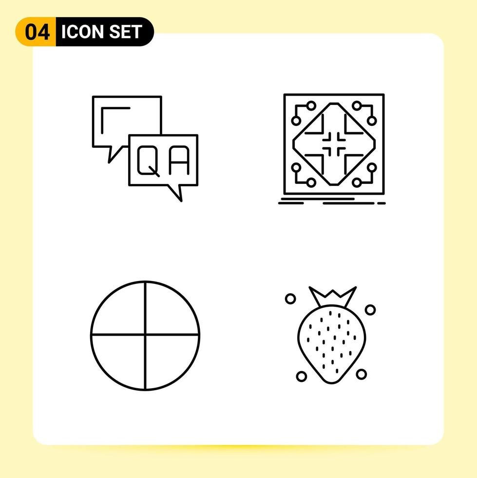 4 Creative Icons for Modern website design and responsive mobile apps 4 Outline Symbols Signs on White Background 4 Icon Pack vector