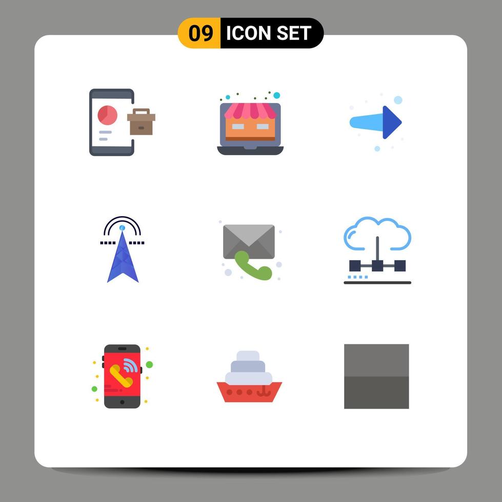 Universal Icon Symbols Group of 9 Modern Flat Colors of computing power online store electricity right Editable Vector Design Elements