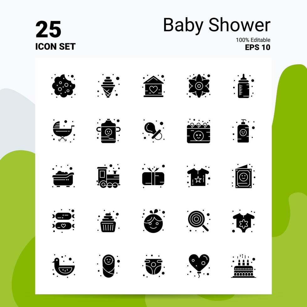 25 conjunto de iconos de baby shower 100 archivos editables eps 10 ideas de concepto de logotipo de empresa diseño de icono de glifo sólido vector