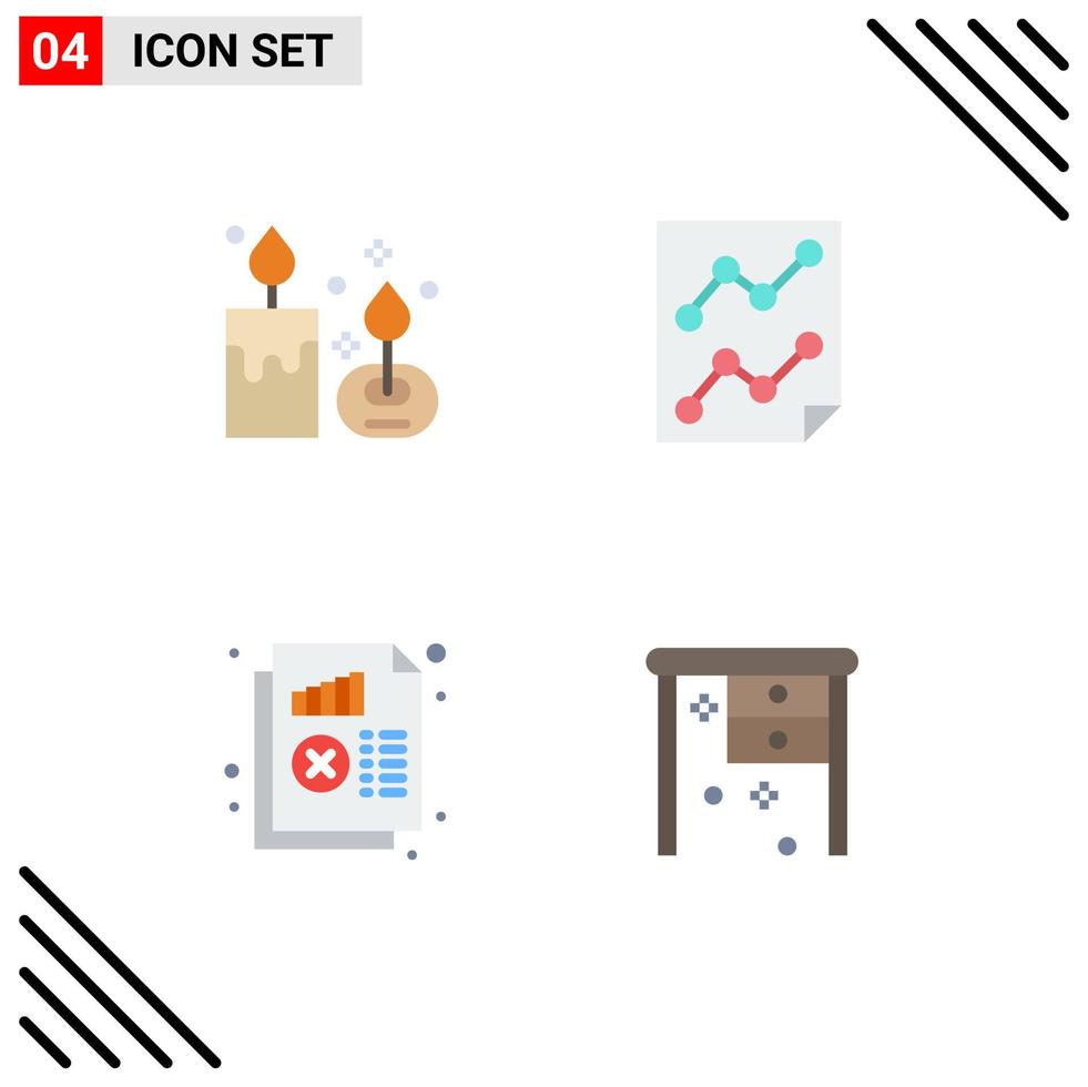 Editable Vector Line Pack of 4 Simple Flat Icons of aroma report candle data analysis Editable Vector Design Elements
