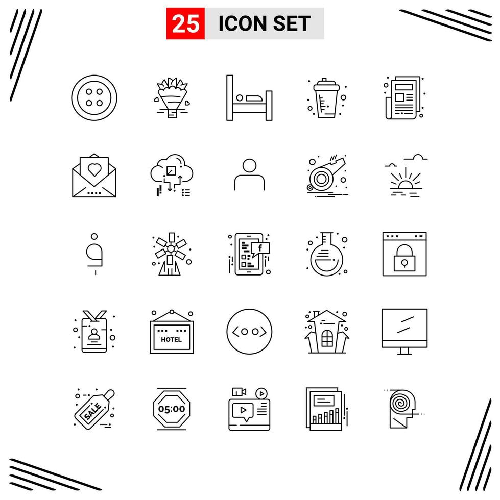 25 Icons Line Style Grid Based Creative Outline Symbols for Website Design Simple Line Icon Signs Isolated on White Background 25 Icon Set vector