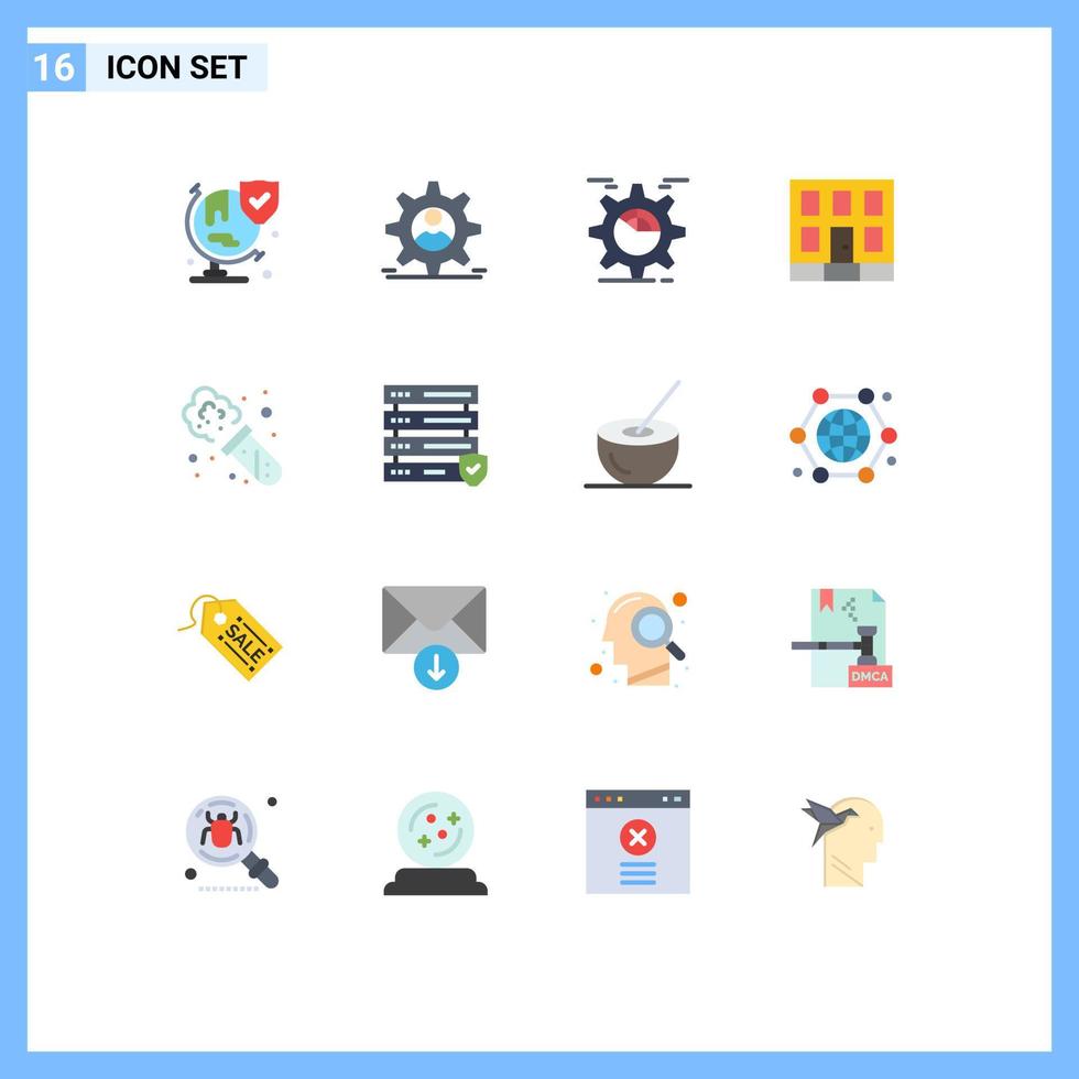 Set of 16 Modern UI Icons Symbols Signs for chemistry house setting home cog Editable Pack of Creative Vector Design Elements