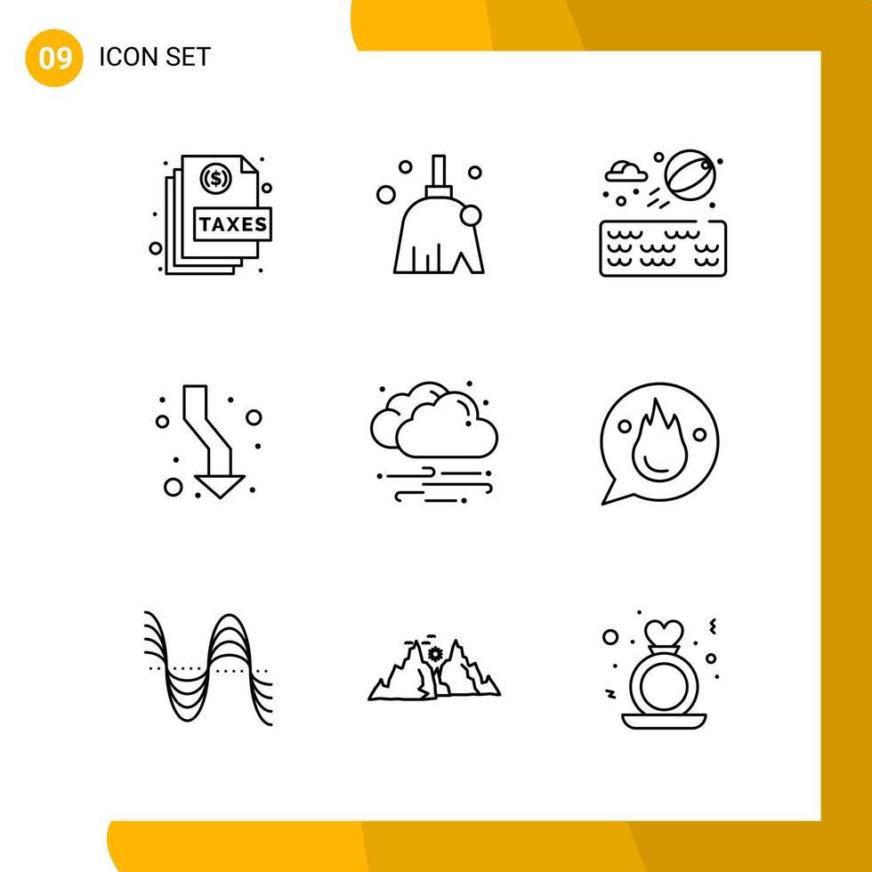 9 Icon Set Line Style Icon Pack Outline Symbols isolated on White Backgound for Responsive Website Designing vector