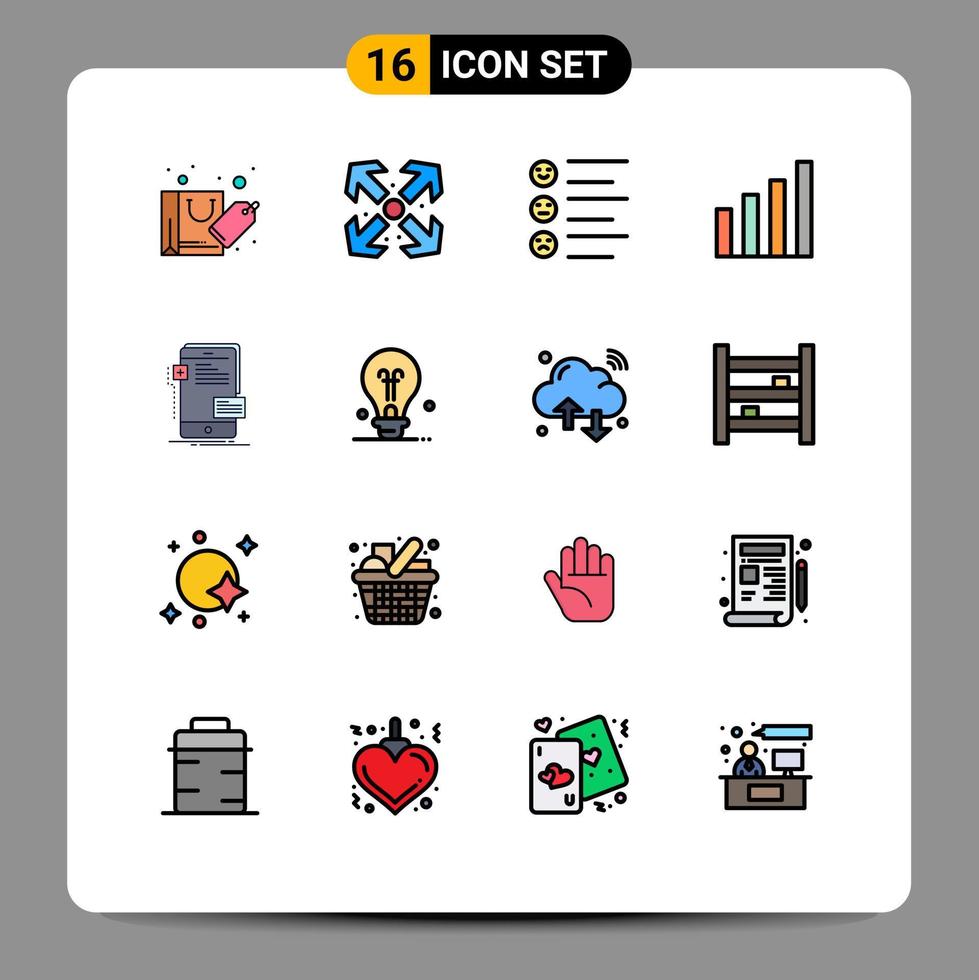 Flat Color Filled Line Pack of 16 Universal Symbols of mobile frontend list user interface Editable Creative Vector Design Elements
