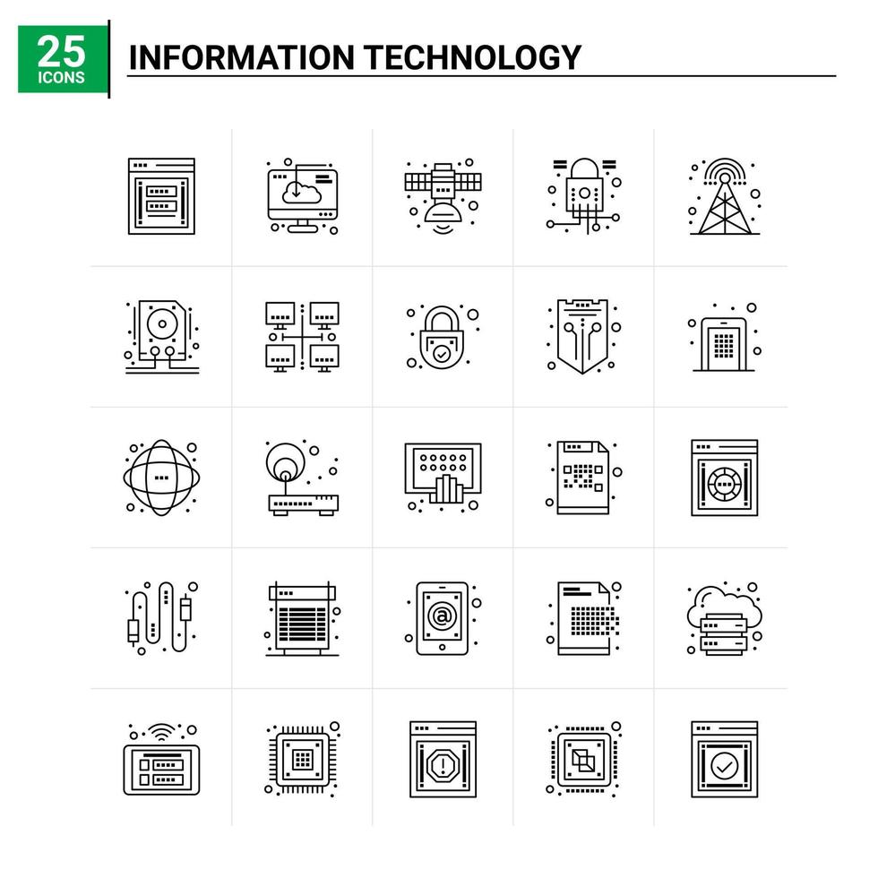 25 conjunto de iconos de tecnología de la información antecedentes vectoriales vector