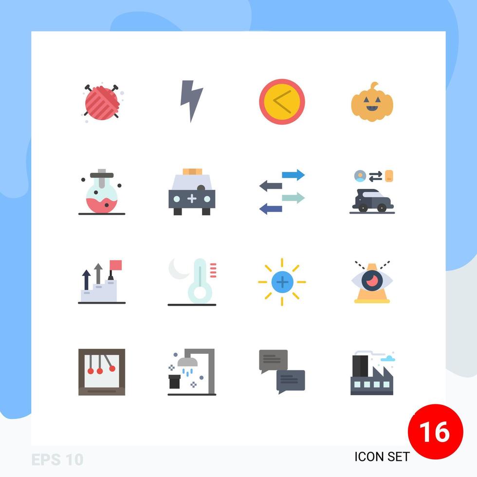 Set of 16 Vector Flat Colors on Grid for ambulance lab interface chemical american Editable Pack of Creative Vector Design Elements
