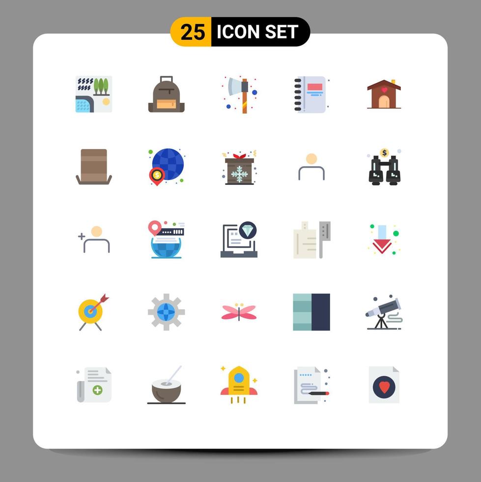 Set of 25 Modern UI Icons Symbols Signs for home education hike bookmark tomahawk Editable Vector Design Elements