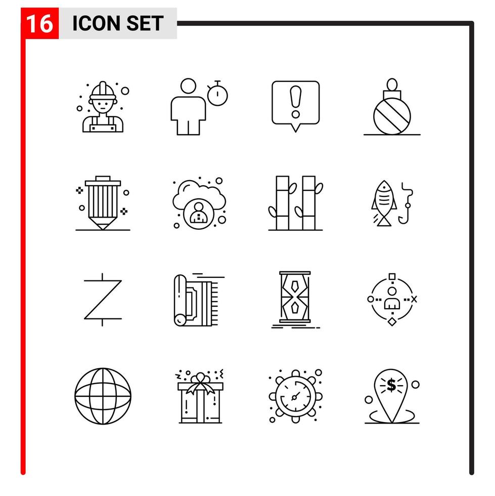 16 General Icons for website design print and mobile apps 16 Outline Symbols Signs Isolated on White Background 16 Icon Pack vector