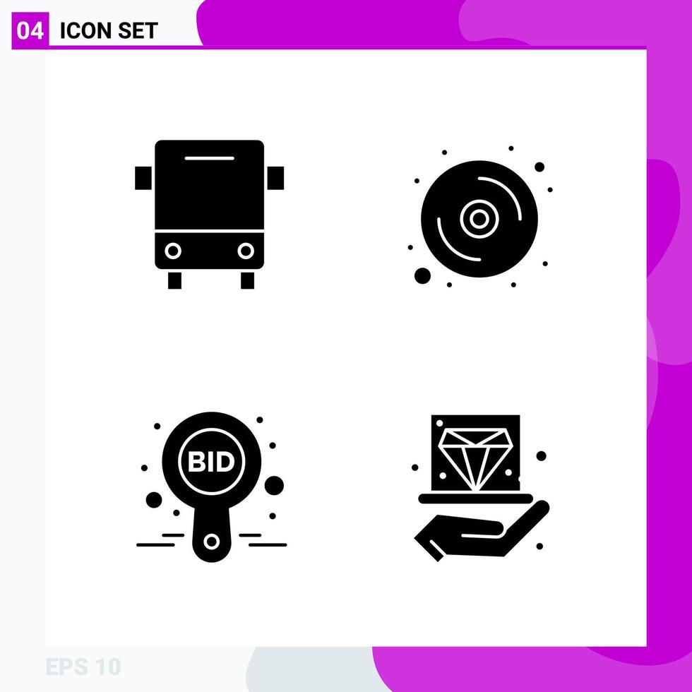 Solid Icon set Pack of 4 Glyph Icons isolated on White Background for Web Print and Mobile vector