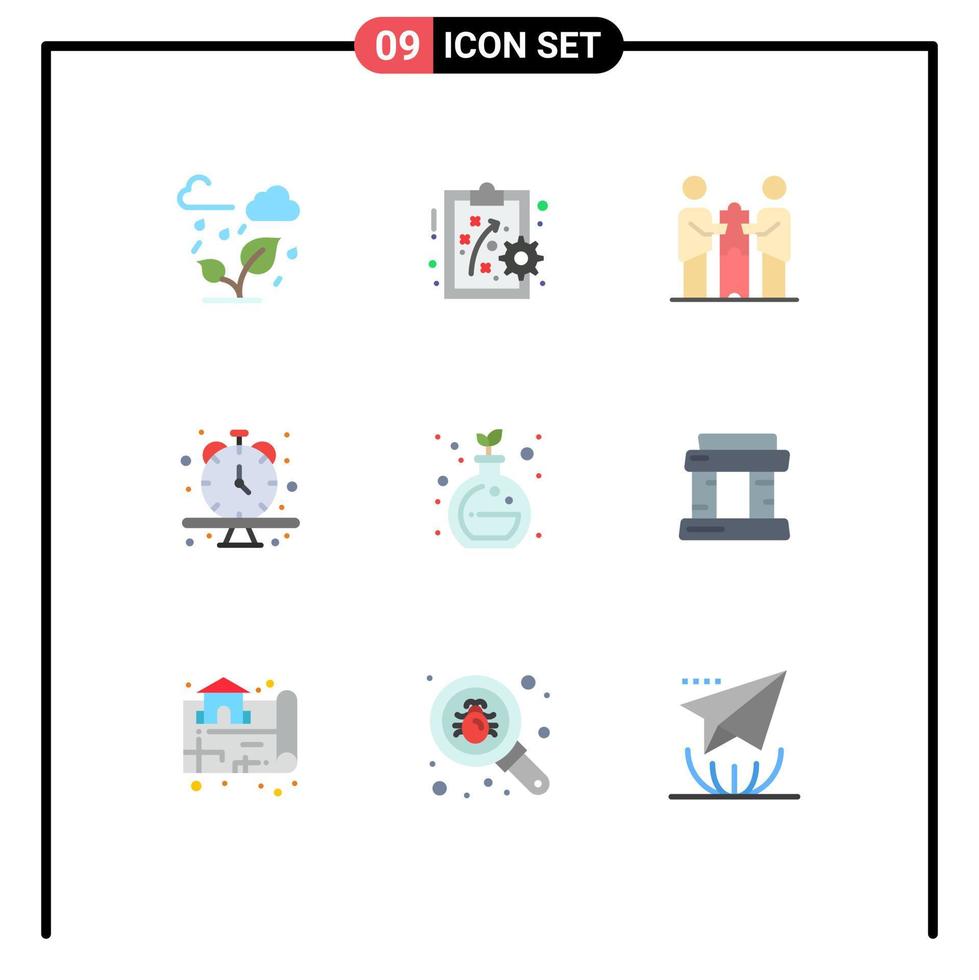 Universal Icon Symbols Group of 9 Modern Flat Colors of green time business wristwatch clock Editable Vector Design Elements
