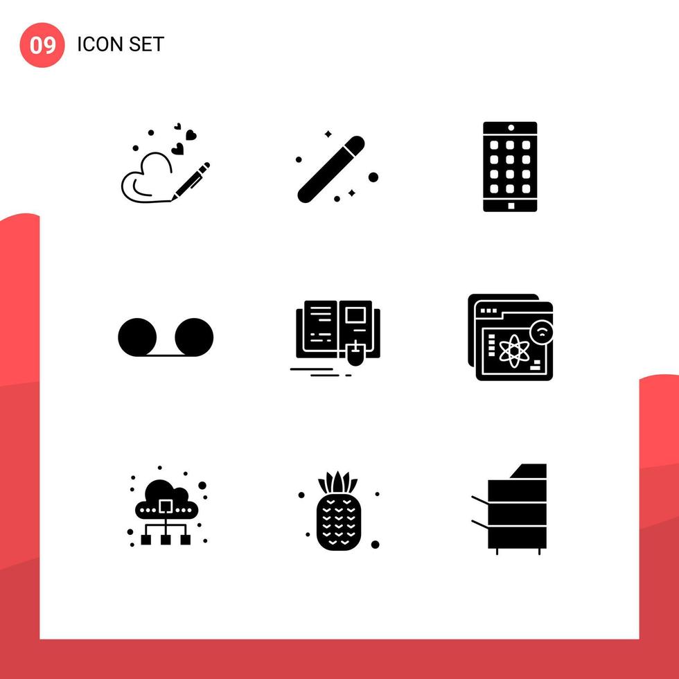 User Interface Pack of 9 Basic Solid Glyphs of education voice graphical message password Editable Vector Design Elements