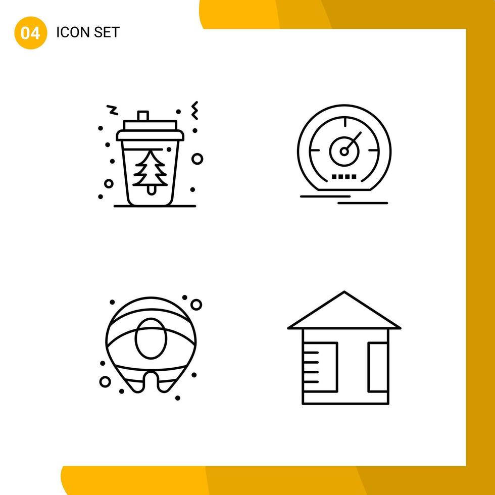 4 Icon Set Line Style Icon Pack Outline Symbols isolated on White Backgound for Responsive Website Designing vector