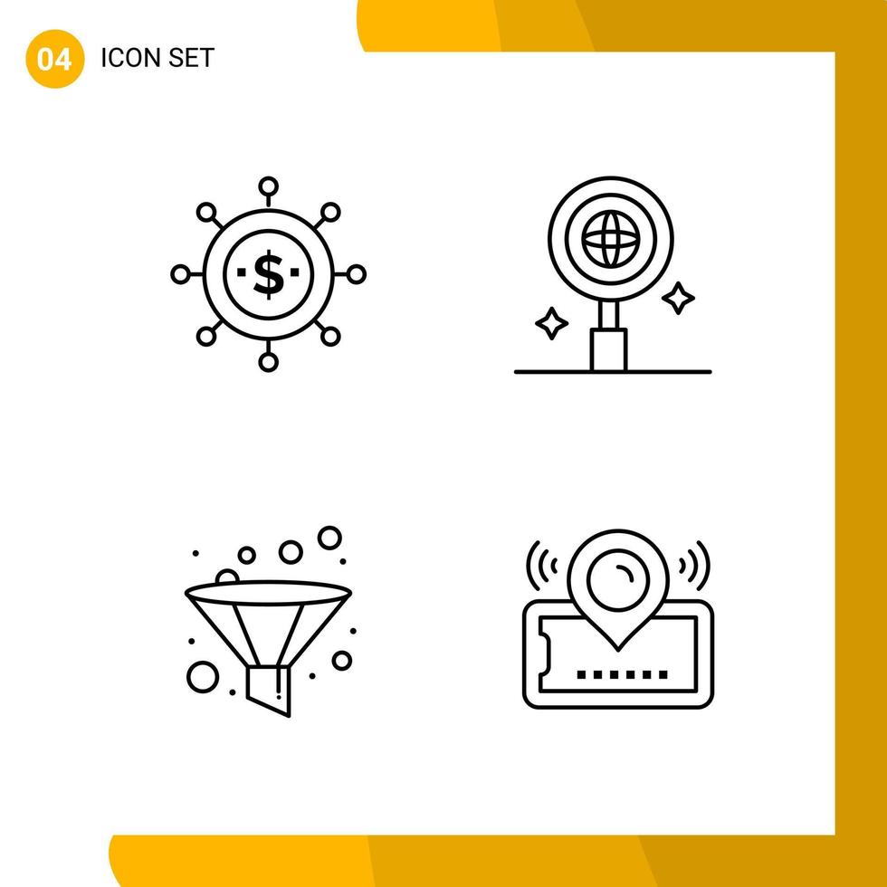 4 Icon Set Line Style Icon Pack Outline Symbols isolated on White Backgound for Responsive Website Designing vector