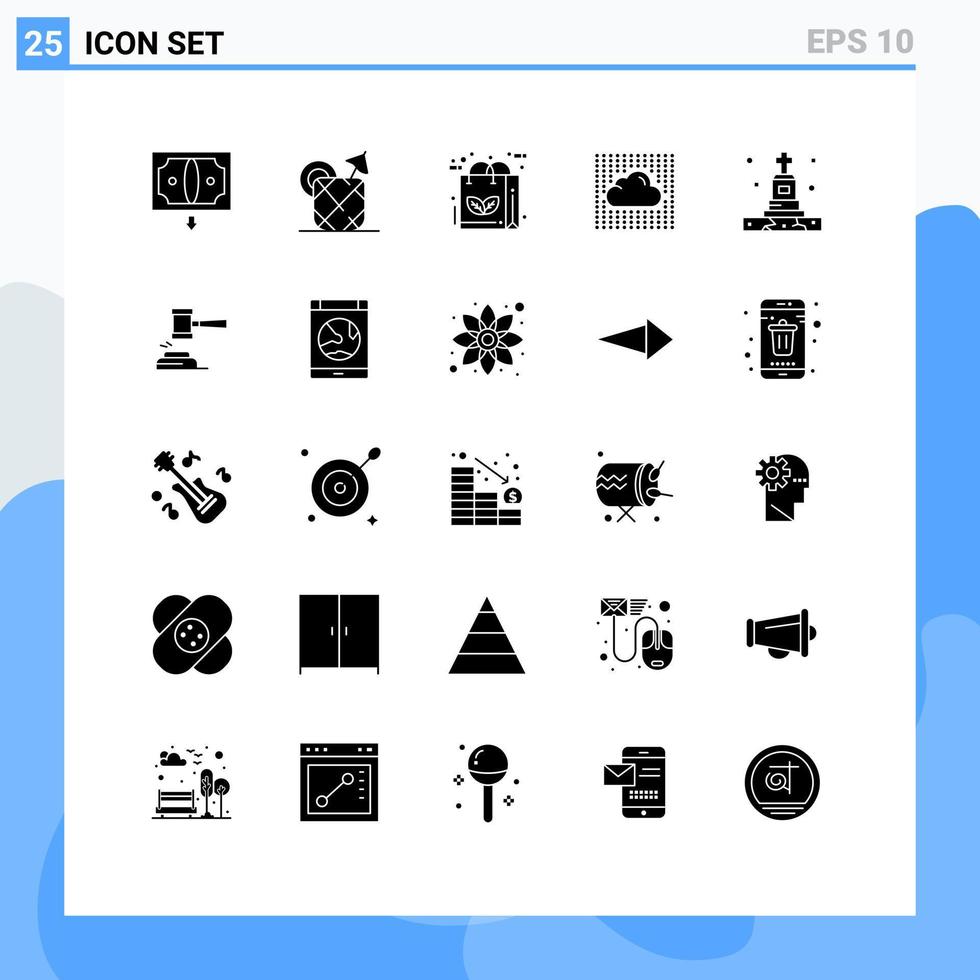 25 Universal Solid Glyphs Set for Web and Mobile Applications layers sky bag data recycle Editable Vector Design Elements