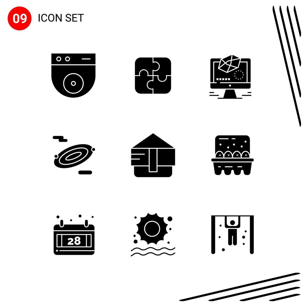 Collection of 9 Vector Icons in solid style Pixle Perfect Glyph Symbols for Web and Mobile Solid Icon Signs on White Background 9 Icons