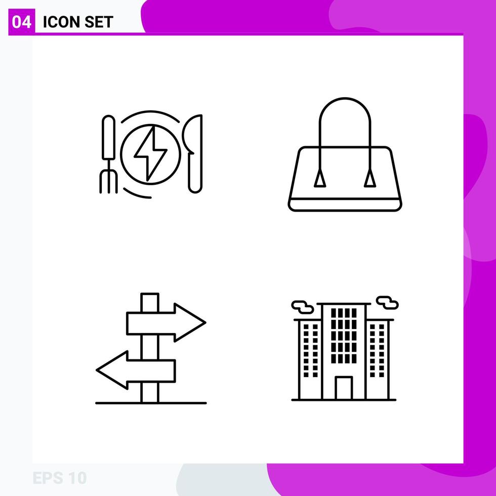 Line Icon set Pack of 4 Outline Icons isolated on White Background for Web Print and Mobile vector