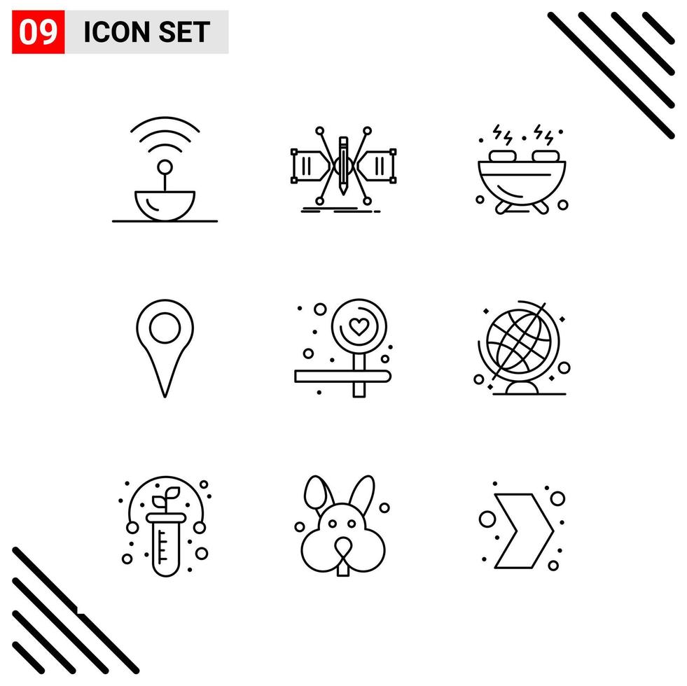 Pixle Perfect Set of 9 Line Icons Outline Icon Set for Webite Designing and Mobile Applications Interface vector