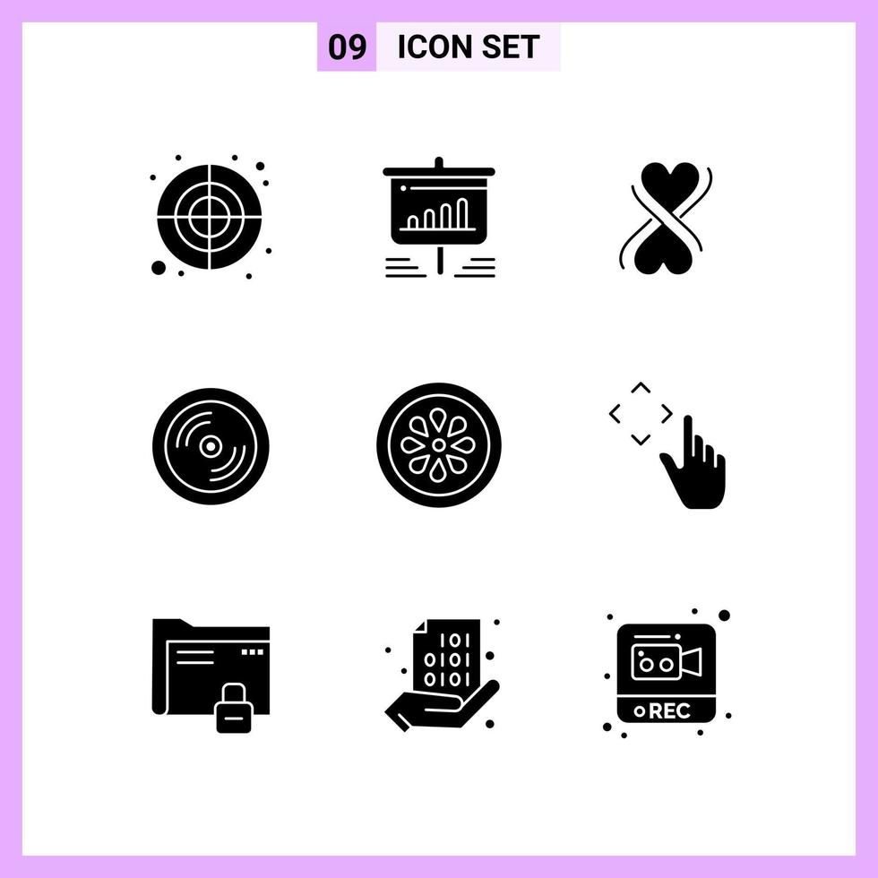 9 Icons in Solid Style Glyph Symbols on White Background Creative Vector Signs for Web mobile and Print