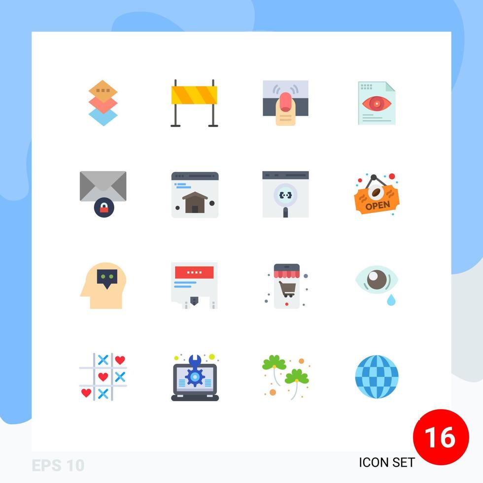 Stock Vector Icon Pack of 16 Line Signs and Symbols for mail eye click text touch Editable Pack of Creative Vector Design Elements