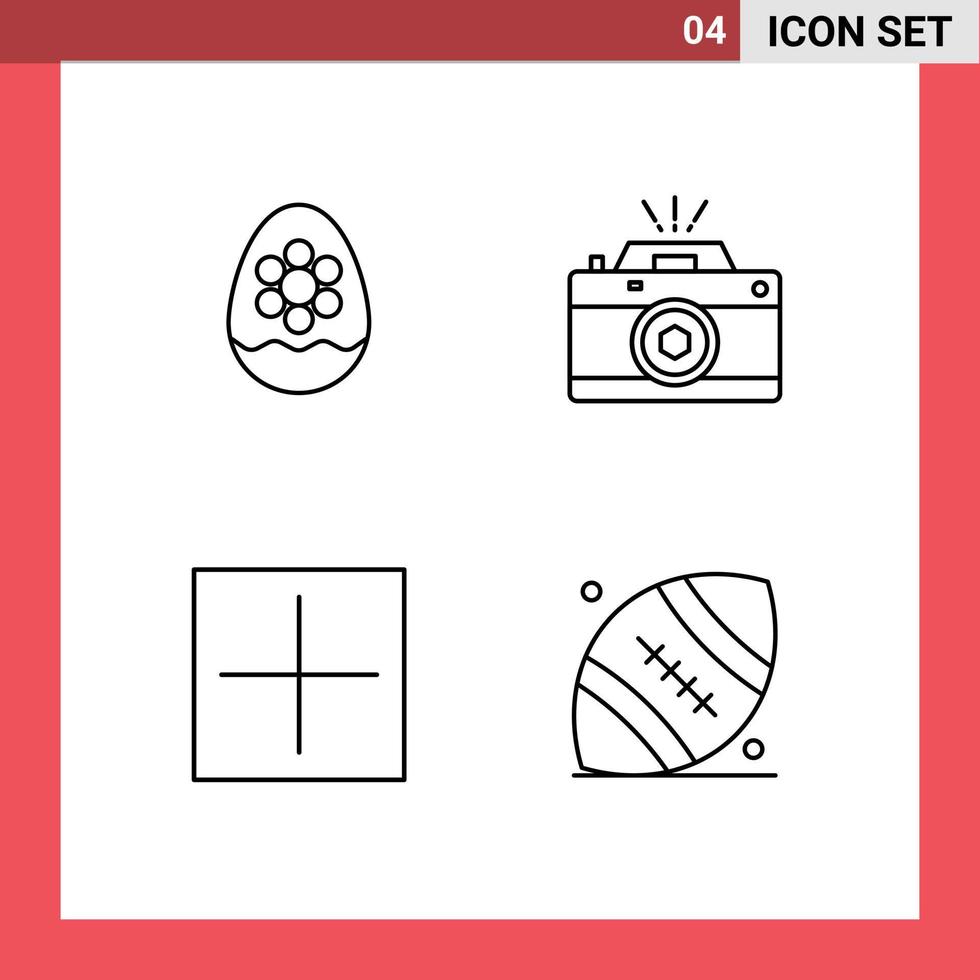 Stock Vector Icon Pack of 4 Line Signs and Symbols for egg aperture flower photography new Editable Vector Design Elements