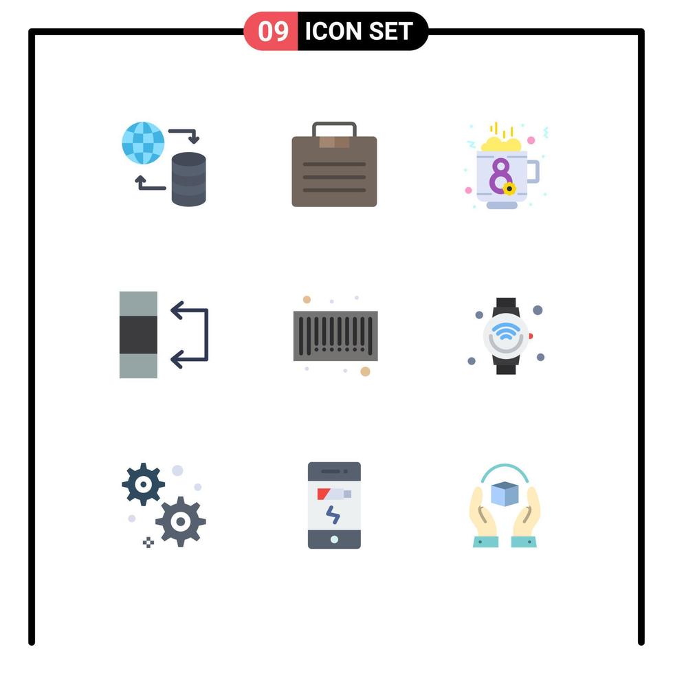 9 Flat Color concept for Websites Mobile and Apps code bar coffee table data Editable Vector Design Elements