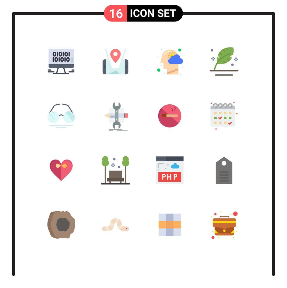Set of 16 Modern UI Icons Symbols Signs for scripture pen cloud ink thinking Editable Pack of Creative Vector Design Elements