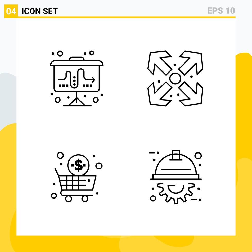 Collection of 4 Universal Line Icons Icon Set for Web and Mobile vector